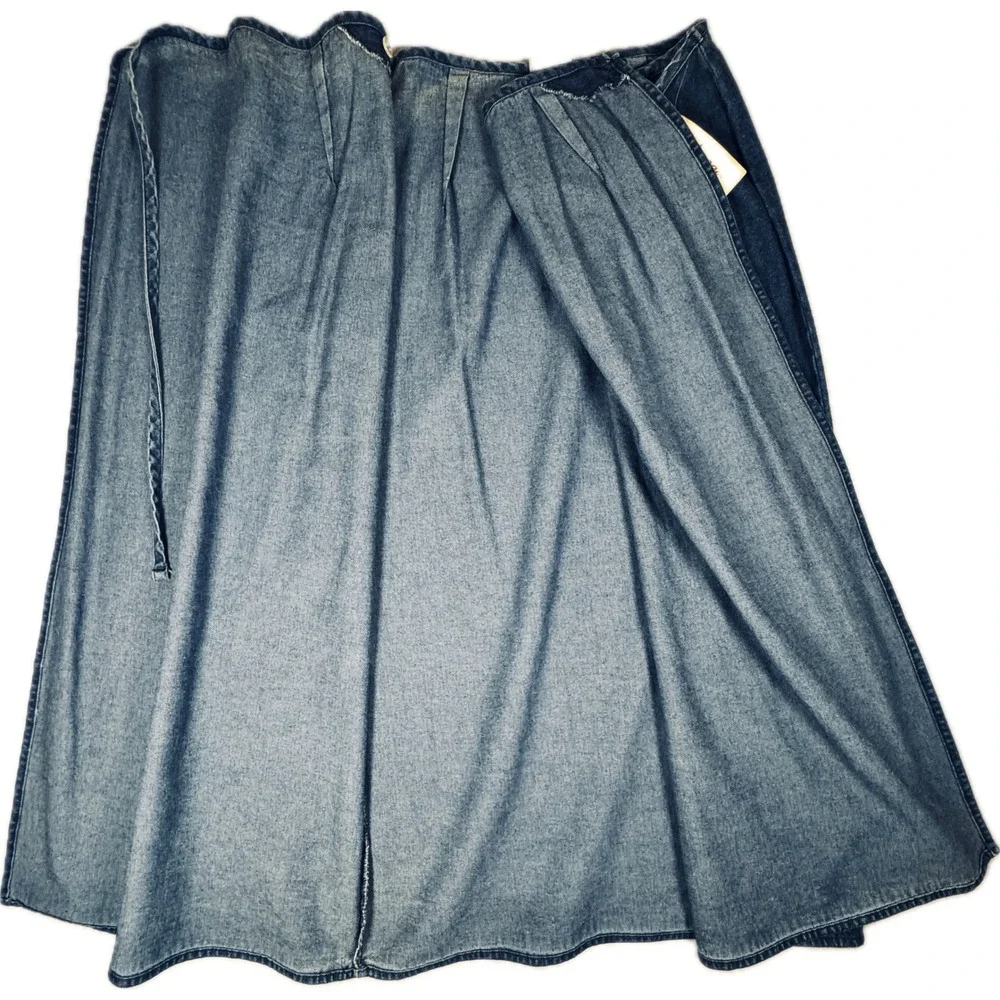Vtg New 1996 Denim Wrap Skirt Womens 12 Blue Backroad Blues Boho Western Prairie